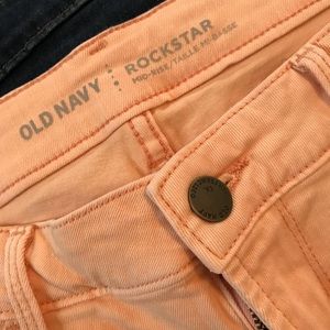 Old Navy pink/peach rockstar jeans, cotton stretch
